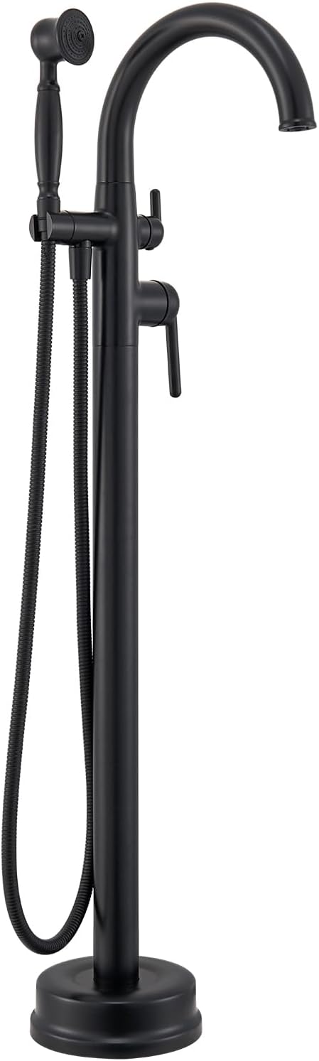 Freestanding Tub Faucets, Classic Freestanding Bathtub Faucet with Retro Handheld Sprayer High Flow Max 7.04GPM Floor Mount Tub Filler Swivel Spout Bath Tub faucet Brushed Nickel (WT-9002BN)