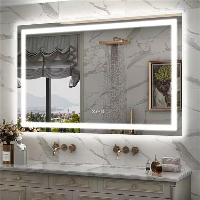 LED Lighted Mirror 66x36 for Bathroom Wall Mounted, Dimmable Vanity Mirror with Lights, Anti-Fog, ETL Listed (Backlit and Front Lighted)