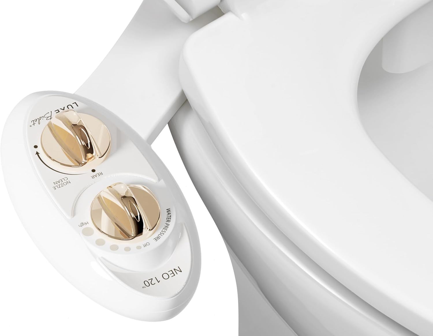 LUXE Bidet NEO 120 - Single Nozzle, Self-Cleaning, Non-Electric Bidet Attachment for Toilet Seat, Adjustable Water Pressure, Rear Wash (White)