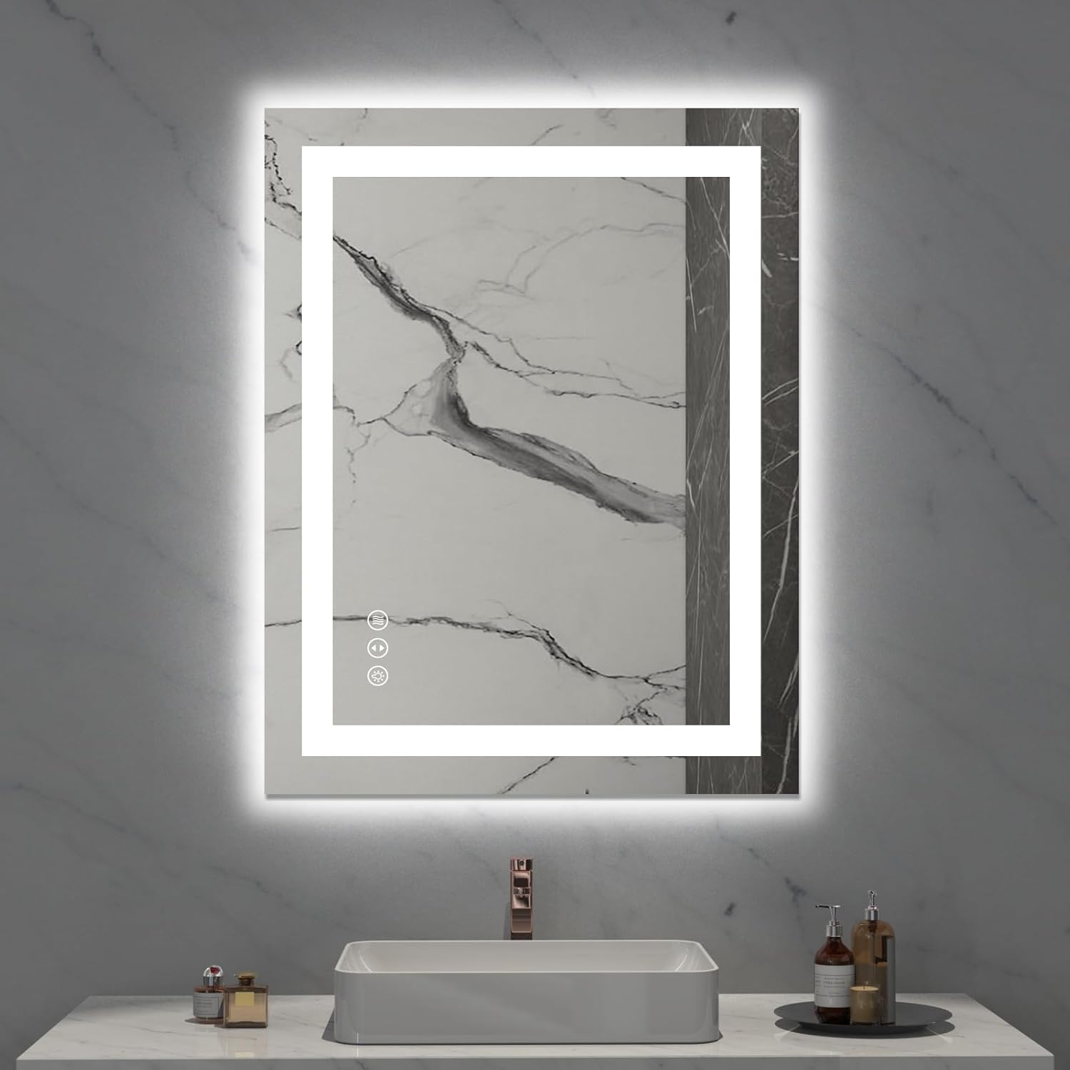 LOAAO 24X32 LED Bathroom Mirror with Lights, Anti-Fog, Dimmable, Backlit + Front Lit, Lighted Bathroom Vanity Mirror for Wall, Memory Function, Tempered Glass, Shatter-Proof, ETL Listed