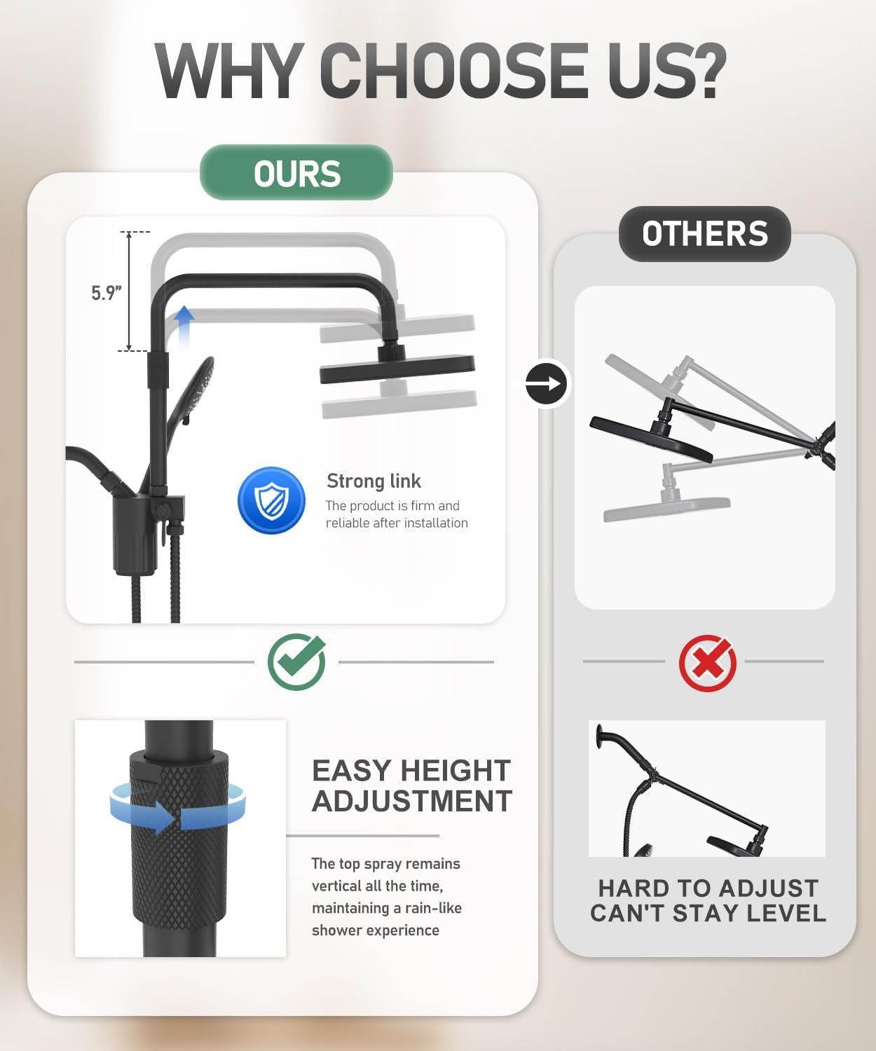 Filtered Shower Head with Handheld Spray Combo,12 inch High Pressure Rainfall Shower Head with Adjustable Slide Bar,Dual Rainfall Showerhead,Bathroom Accessories,Black