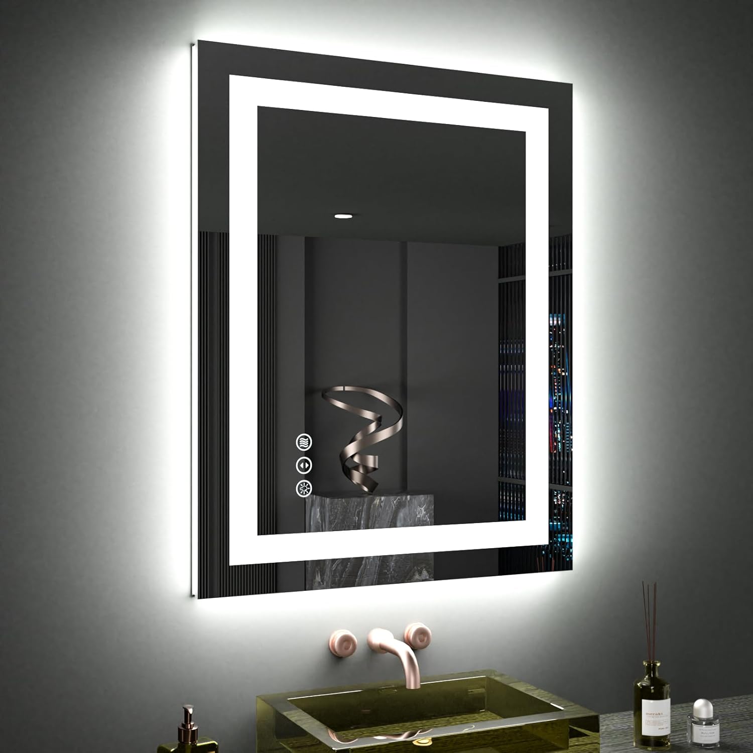 LOAAO 20X28 LED Bathroom Mirror with Lights, Anti-Fog, Dimmable, Backlit + Front Lit, Lighted Bathroom Vanity Mirror for Wall, Memory Function, Tempered Glass, Shatter-Proof, ETL Listed