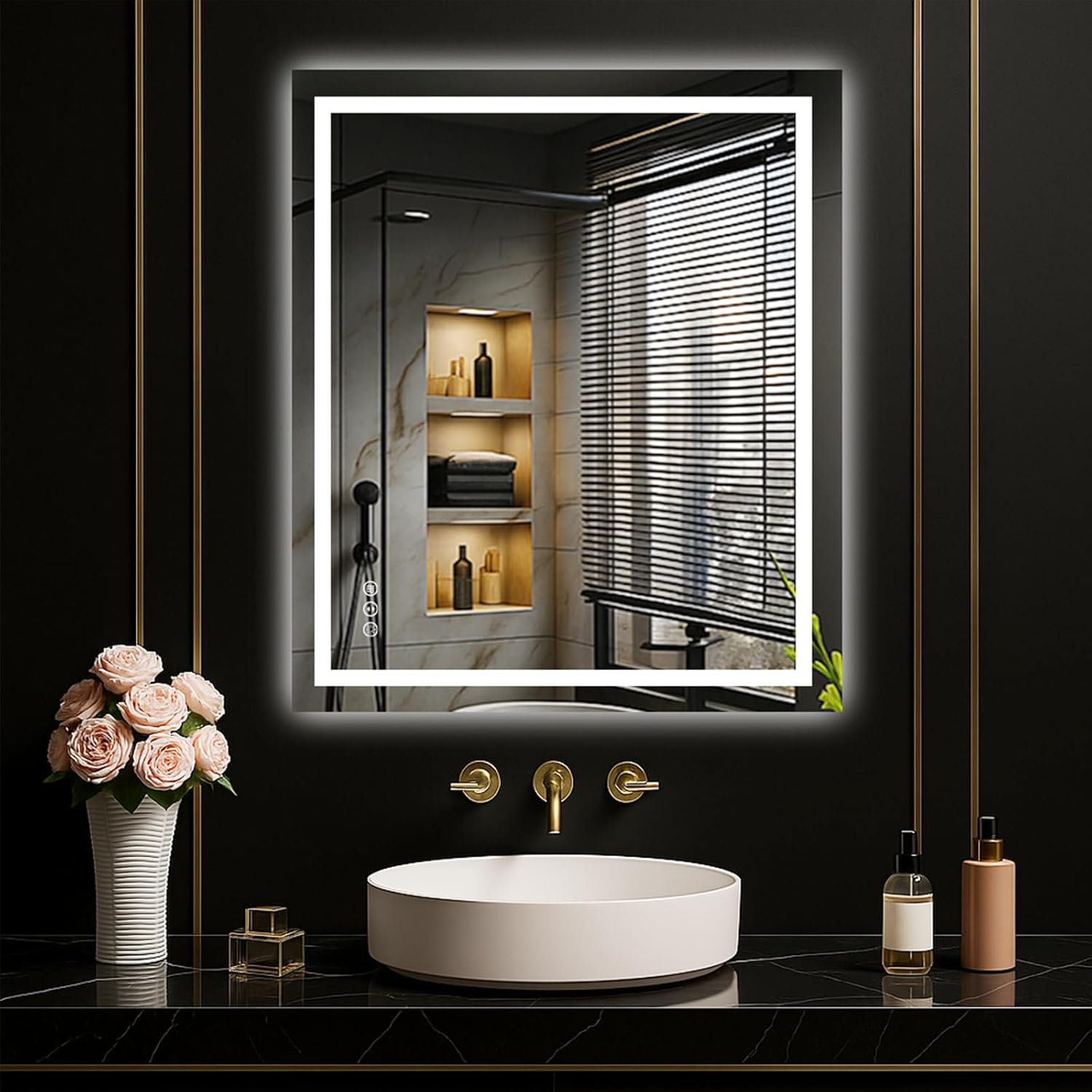 LOAAO 24X32 LED Bathroom Mirror with Lights, Anti-Fog, Dimmable, Backlit + Front Lit, Lighted Bathroom Vanity Mirror for Wall, Memory Function, Tempered Glass, Shatter-Proof, ETL Listed