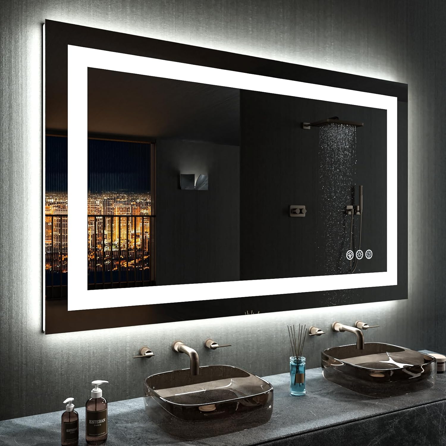 LOAAO 20X28 LED Bathroom Mirror with Lights, Anti-Fog, Dimmable, Backlit + Front Lit, Lighted Bathroom Vanity Mirror for Wall, Memory Function, Tempered Glass, Shatter-Proof, ETL Listed