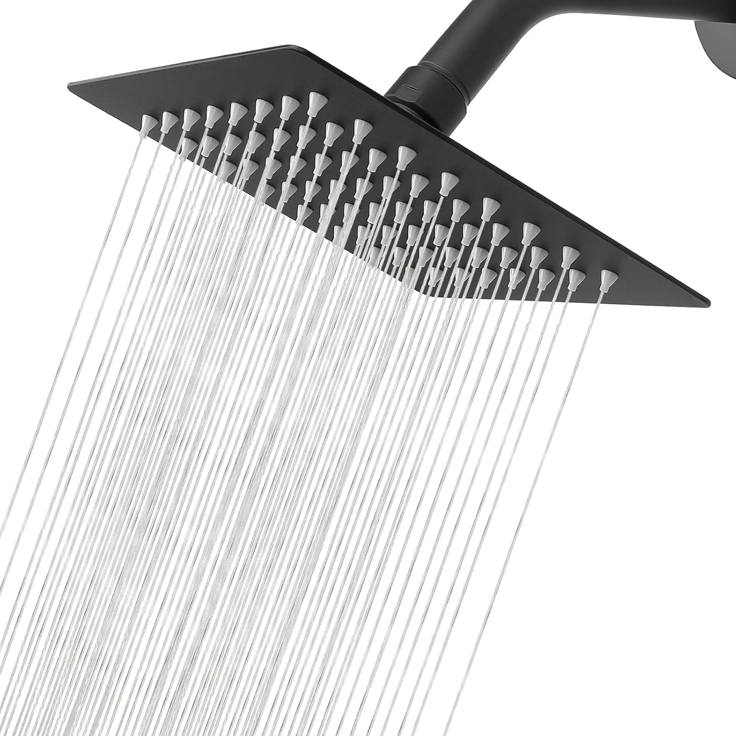 NearMoon Rain Shower Head, High Flow Stainless Steel Square Rainfall Shower, Waterfall Bath Shower Body Covering, Ceiling or Wall Mount (12 Inch, Matte Black)