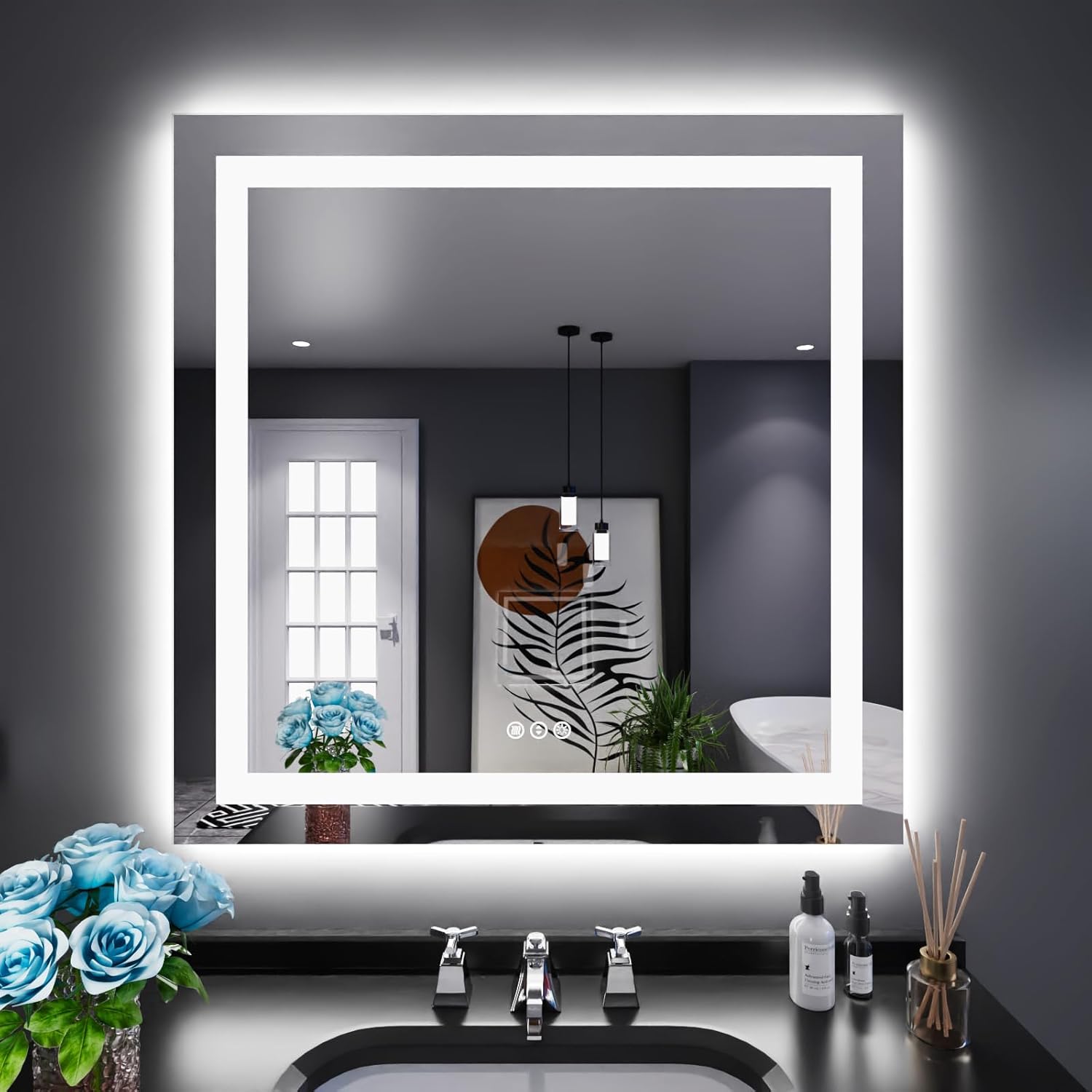 LOAAO 20X28 LED Bathroom Mirror with Lights, Anti-Fog, Dimmable, Backlit + Front Lit, Lighted Bathroom Vanity Mirror for Wall, Memory Function, Tempered Glass, Shatter-Proof, ETL Listed