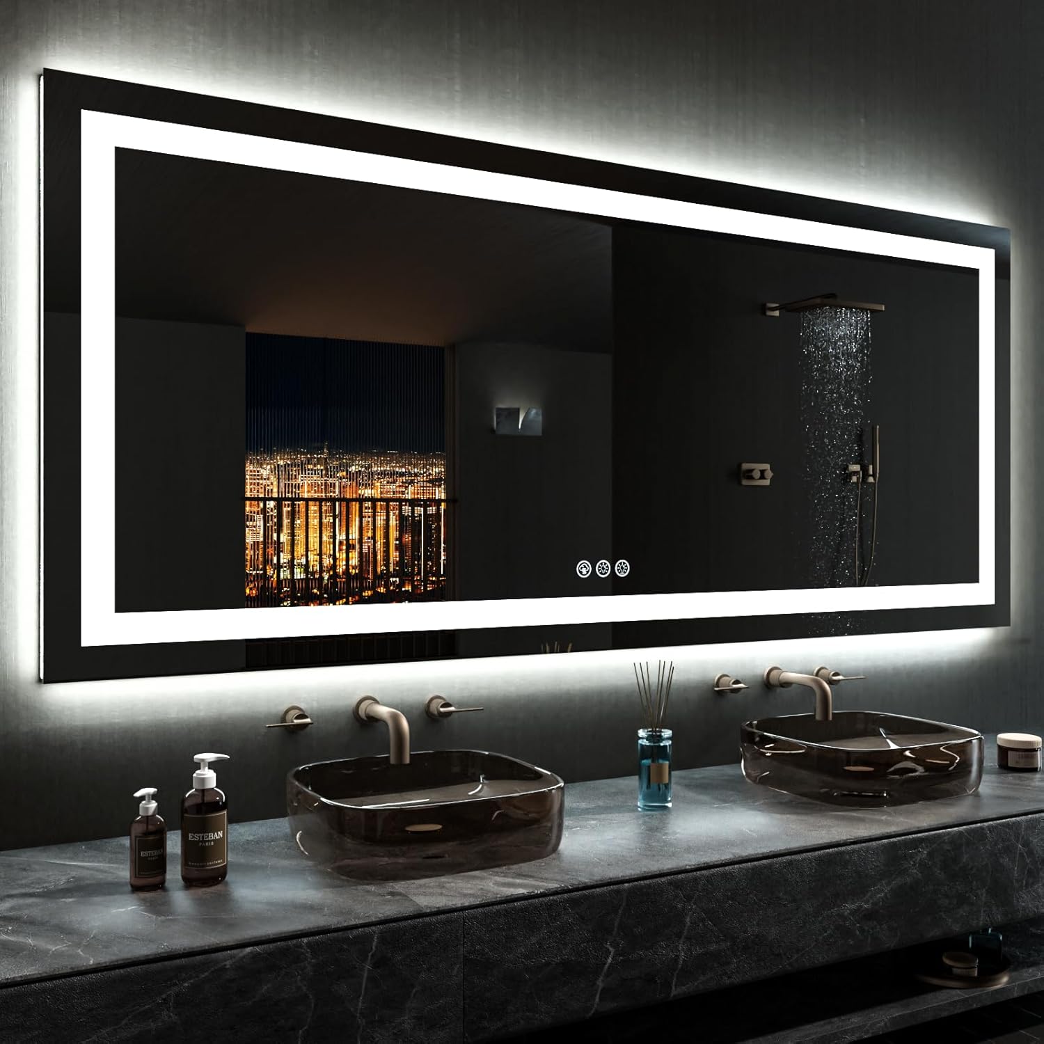 LOAAO 24X32 LED Bathroom Mirror with Lights, Anti-Fog, Dimmable, Backlit + Front Lit, Lighted Bathroom Vanity Mirror for Wall, Memory Function, Tempered Glass, Shatter-Proof, ETL Listed