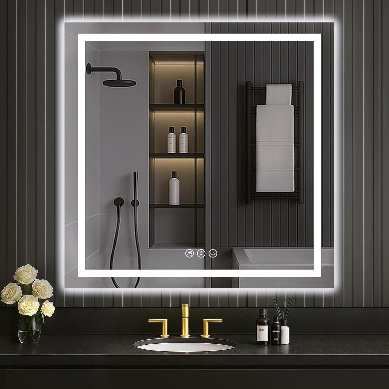 LOAAO 20X28 LED Bathroom Mirror with Lights, Anti-Fog, Dimmable, Backlit + Front Lit, Lighted Bathroom Vanity Mirror for Wall, Memory Function, Tempered Glass, Shatter-Proof, ETL Listed