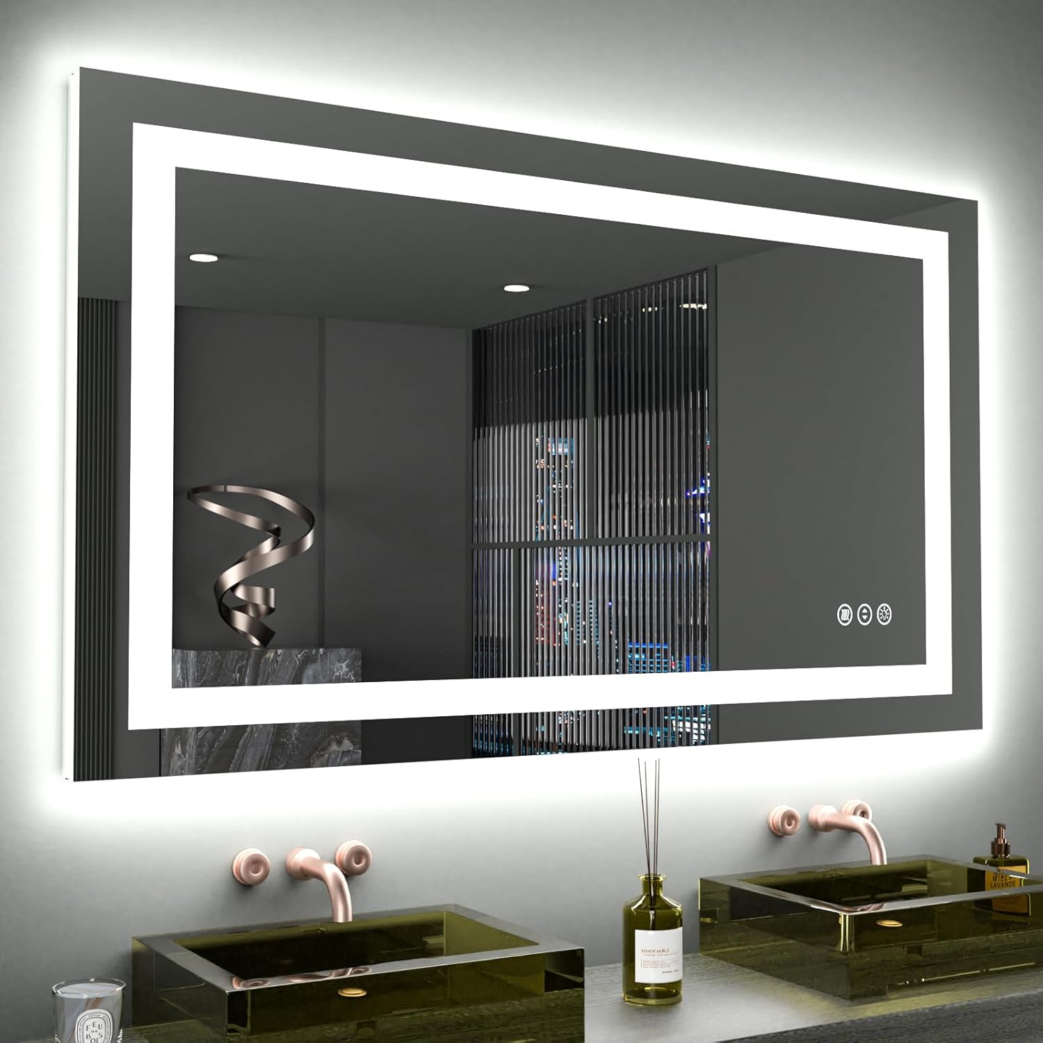 LOAAO 20X28 LED Bathroom Mirror with Lights, Anti-Fog, Dimmable, Backlit + Front Lit, Lighted Bathroom Vanity Mirror for Wall, Memory Function, Tempered Glass, Shatter-Proof, ETL Listed