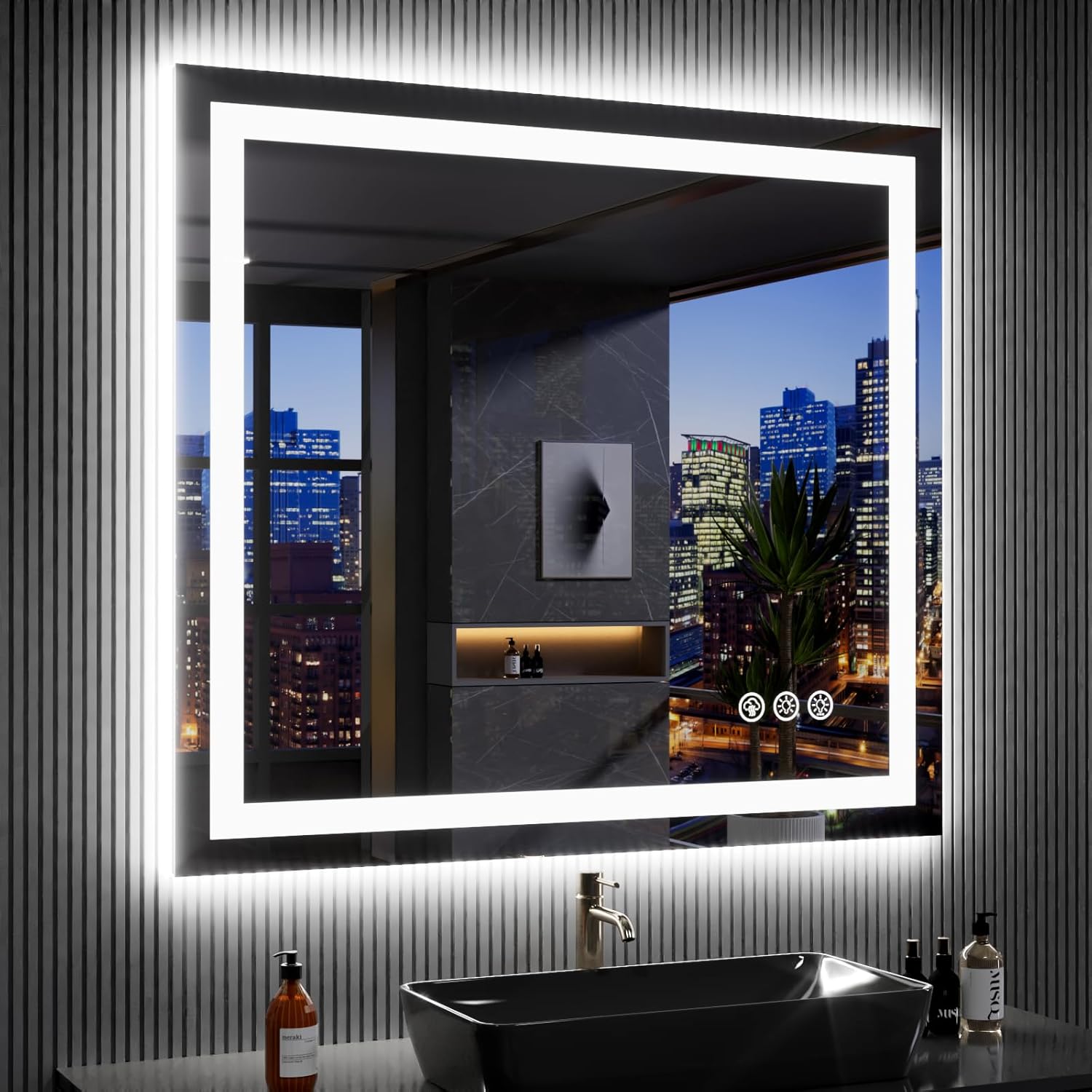 LOAAO 20X28 LED Bathroom Mirror with Lights, Anti-Fog, Dimmable, Backlit + Front Lit, Lighted Bathroom Vanity Mirror for Wall, Memory Function, Tempered Glass, Shatter-Proof, ETL Listed