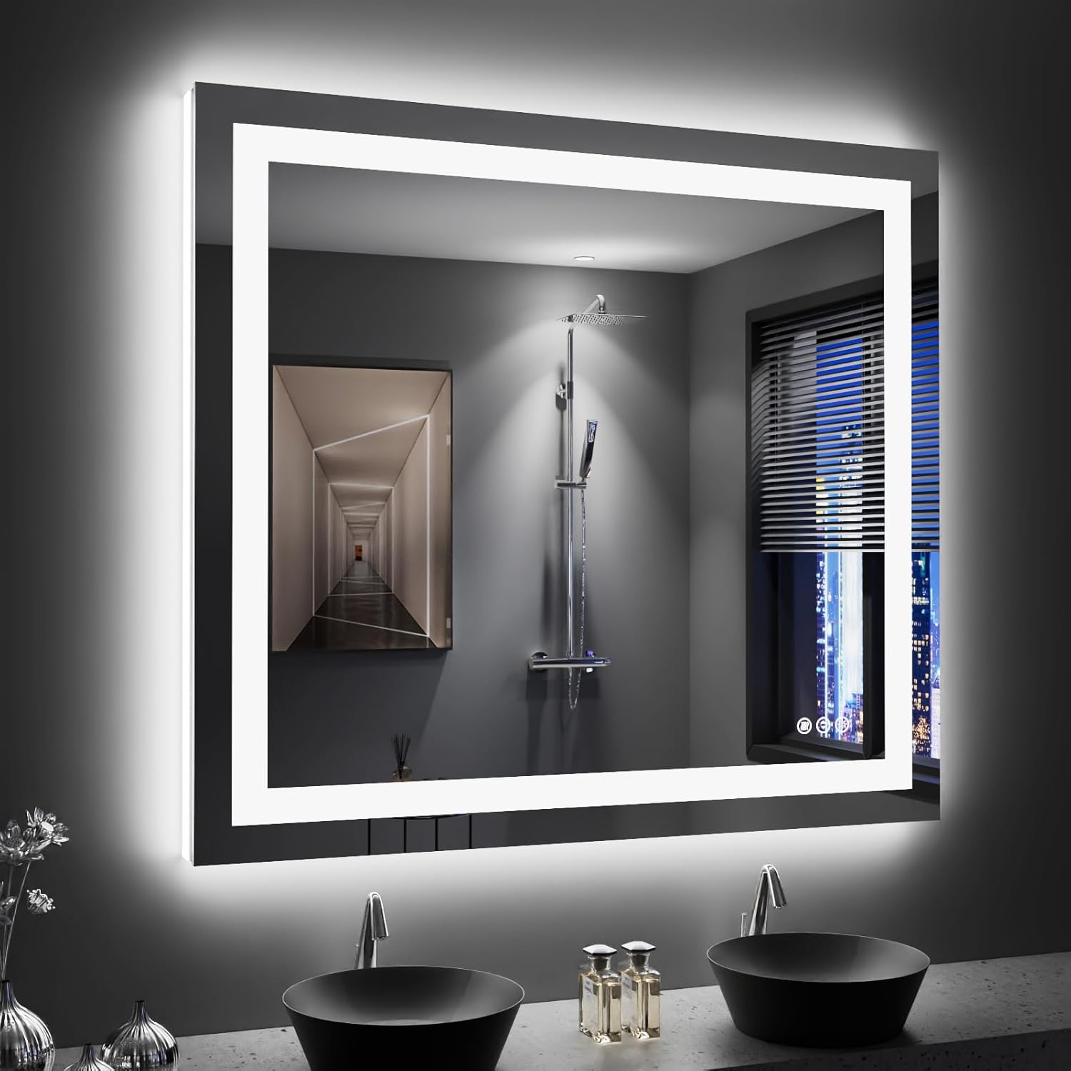 LOAAO 20X28 LED Bathroom Mirror with Lights, Anti-Fog, Dimmable, Backlit + Front Lit, Lighted Bathroom Vanity Mirror for Wall, Memory Function, Tempered Glass, Shatter-Proof, ETL Listed