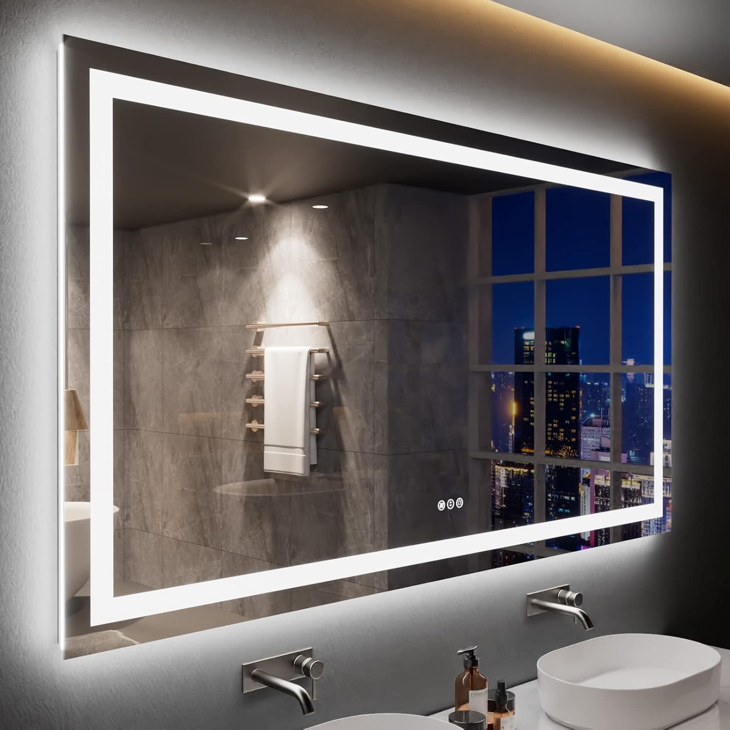 LOAAO 20X28 LED Bathroom Mirror with Lights, Anti-Fog, Dimmable, Backlit + Front Lit, Lighted Bathroom Vanity Mirror for Wall, Memory Function, Tempered Glass, Shatter-Proof, ETL Listed