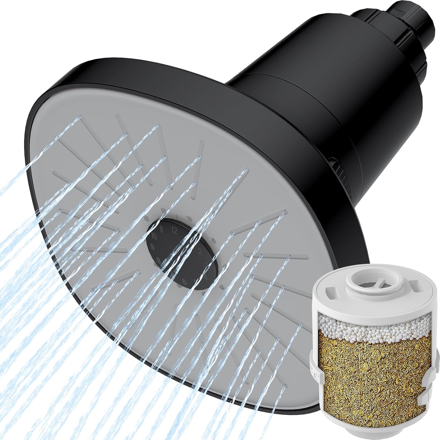 Ryamen Filtered Shower head, Rain Shower Head with Filter, High Pressure Shower Filter Head for Hard Water, 99% REMOVAL for Chlorine, Heavy Metals, Improves Skin & Hair (Filtered, Brushed Nickel S6)