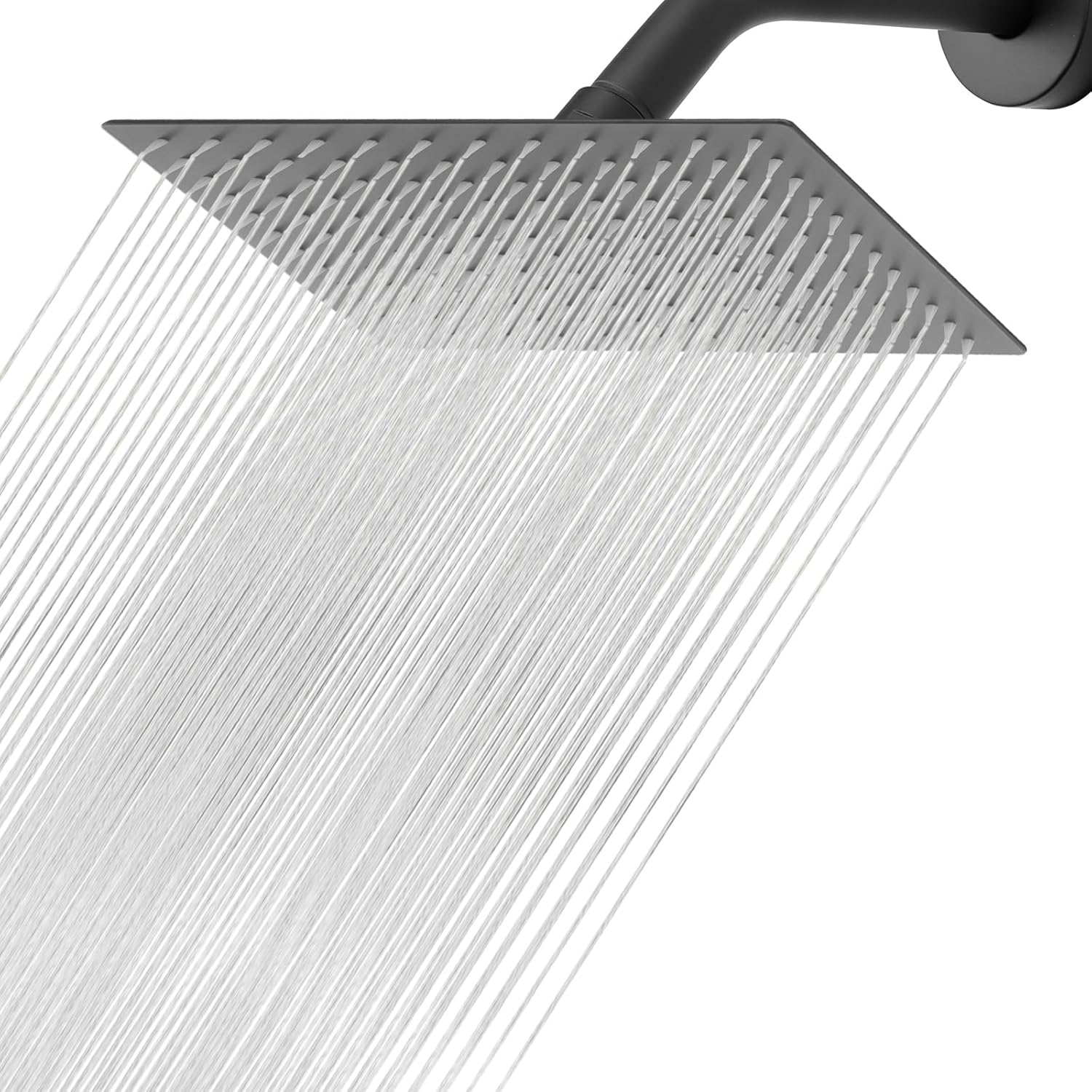NearMoon Rain Shower Head, High Flow Stainless Steel Square Rainfall Shower, Waterfall Bath Shower Body Covering, Ceiling or Wall Mount (12 Inch, Matte Black)