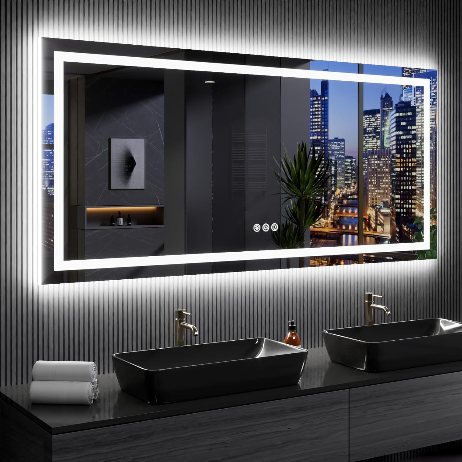 LOAAO 20X28 LED Bathroom Mirror with Lights, Anti-Fog, Dimmable, Backlit + Front Lit, Lighted Bathroom Vanity Mirror for Wall, Memory Function, Tempered Glass, Shatter-Proof, ETL Listed