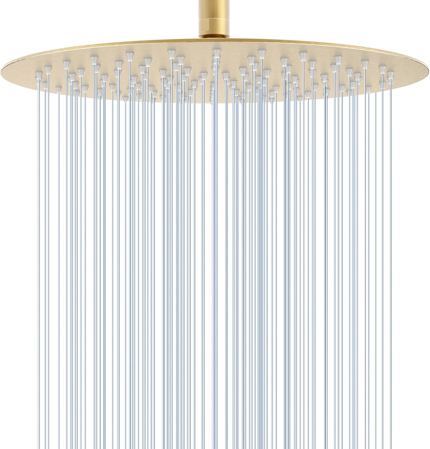 12 inch Brushed Gold Rainfall Shower Head - All Metal Stainless Steel Full Body Round Rain Shower with 120 Silicone Nozzles Modern Bathroom