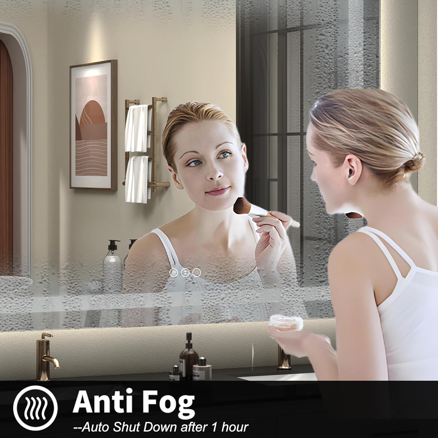 LED Lighted Mirror 66x36 for Bathroom Wall Mounted, Dimmable Vanity Mirror with Lights, Anti-Fog, ETL Listed (Backlit and Front Lighted)