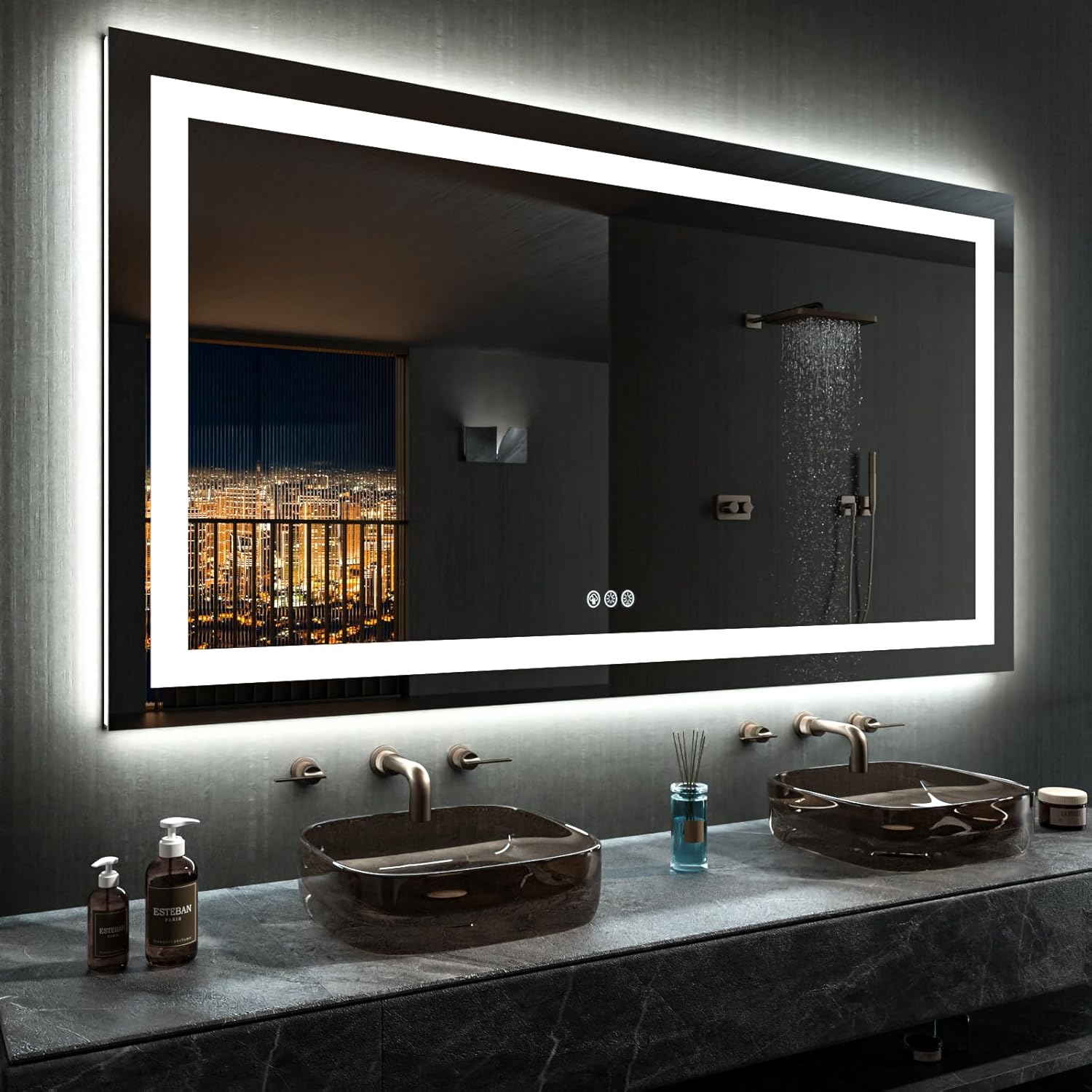LOAAO 20X28 LED Bathroom Mirror with Lights, Anti-Fog, Dimmable, Backlit + Front Lit, Lighted Bathroom Vanity Mirror for Wall, Memory Function, Tempered Glass, Shatter-Proof, ETL Listed