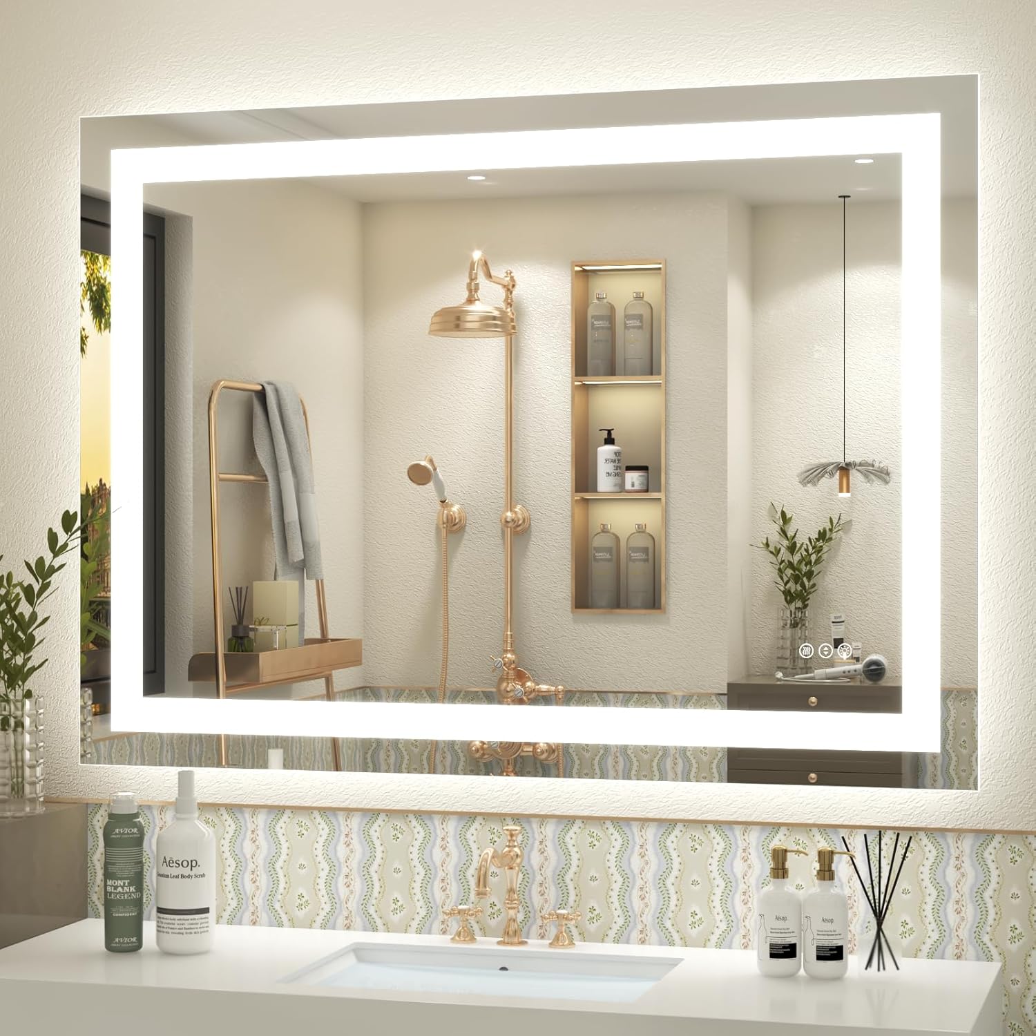 LED Lighted Mirror 66x36 for Bathroom Wall Mounted, Dimmable Vanity Mirror with Lights, Anti-Fog, ETL Listed (Backlit and Front Lighted)