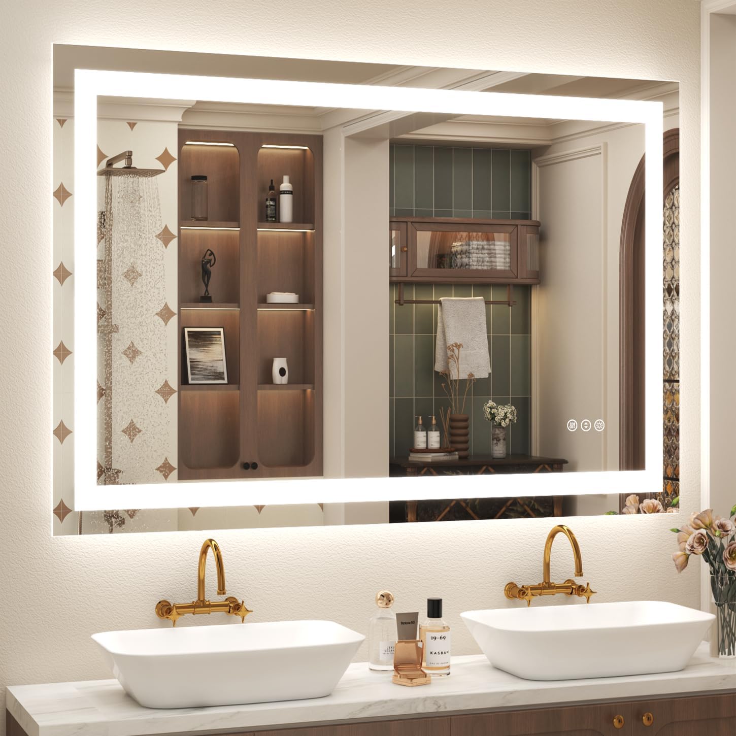 LED Lighted Mirror 66x36 for Bathroom Wall Mounted, Dimmable Vanity Mirror with Lights, Anti-Fog, ETL Listed (Backlit and Front Lighted)