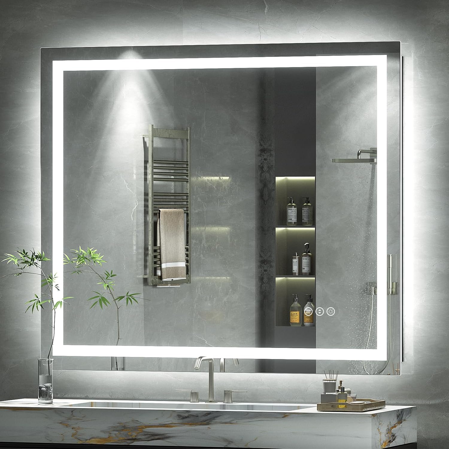LED Lighted Mirror 66x36 for Bathroom Wall Mounted, Dimmable Vanity Mirror with Lights, Anti-Fog, ETL Listed (Backlit and Front Lighted)