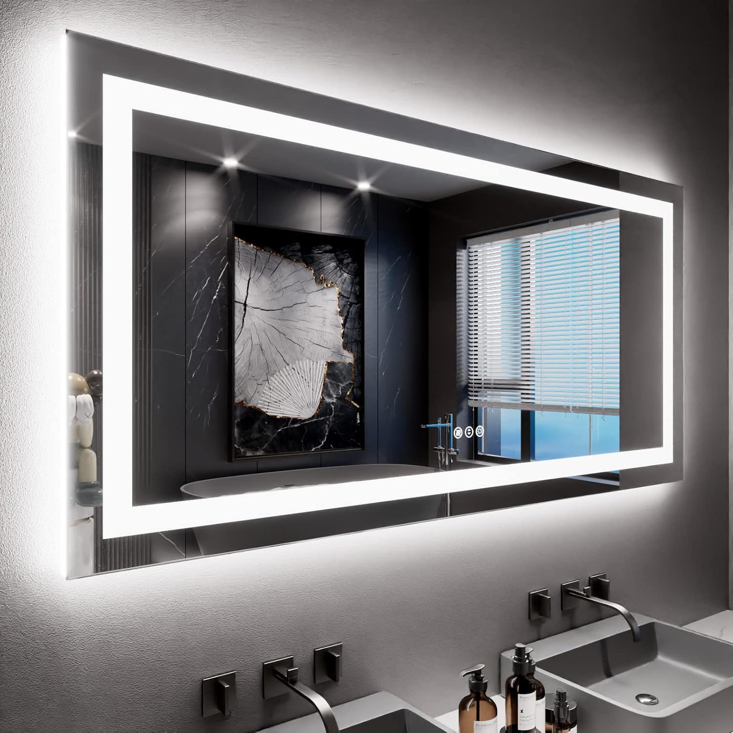 LOAAO 24X32 LED Bathroom Mirror with Lights, Anti-Fog, Dimmable, Backlit + Front Lit, Lighted Bathroom Vanity Mirror for Wall, Memory Function, Tempered Glass, Shatter-Proof, ETL Listed