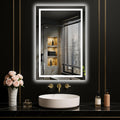 LOAAO 40X32 LED Bathroom Mirror with Lights, Anti-Fog, Dimmable, Backlit + Front Lit, Lighted Bathroom Vanity Mirror for Wall, Memory Function, Waterproof, Tempered Glass