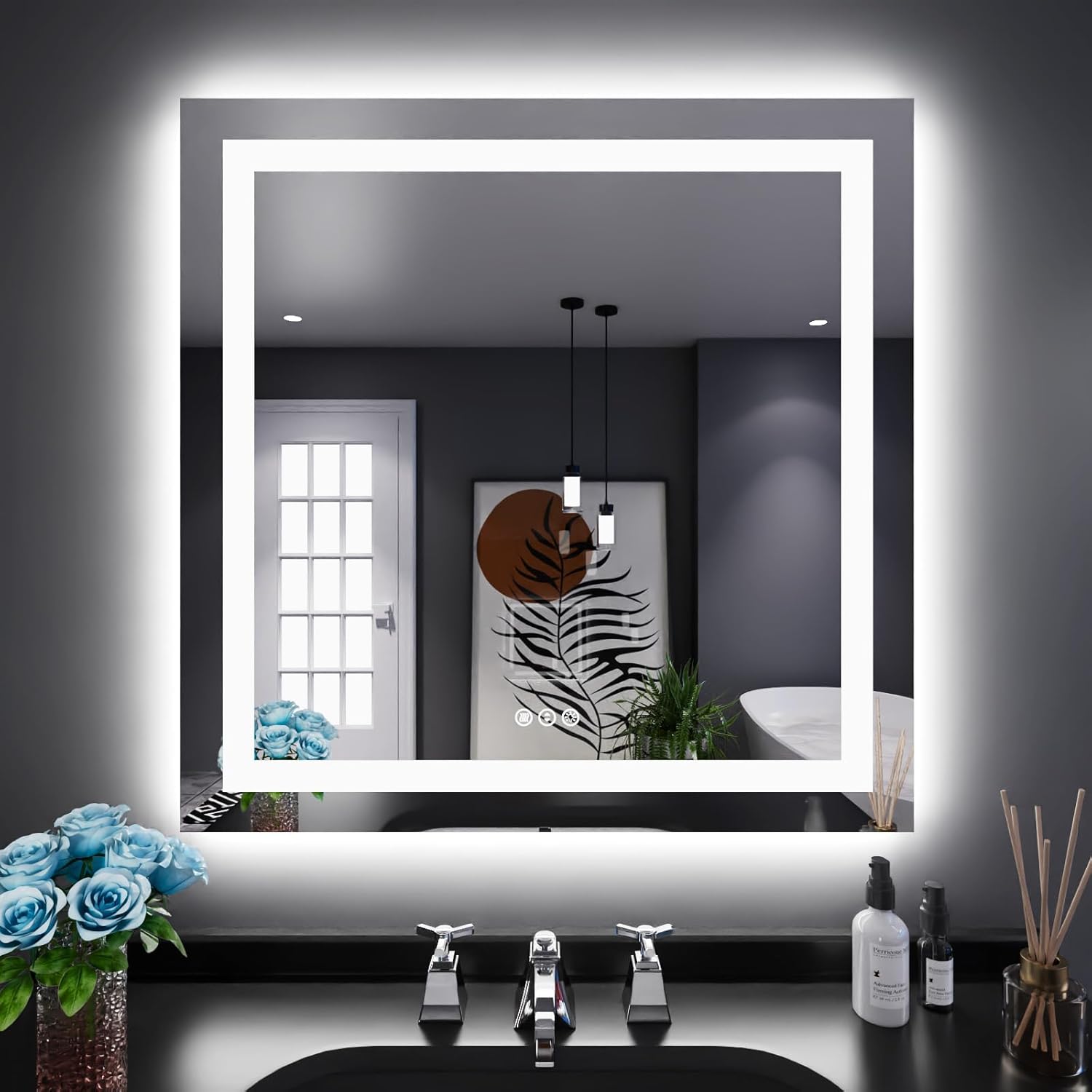 LOAAO 20X28 LED Bathroom Mirror with Lights, Anti-Fog, Dimmable, Backlit + Front Lit, Lighted Bathroom Vanity Mirror for Wall, Memory Function, Tempered Glass, Shatter-Proof, ETL Listed