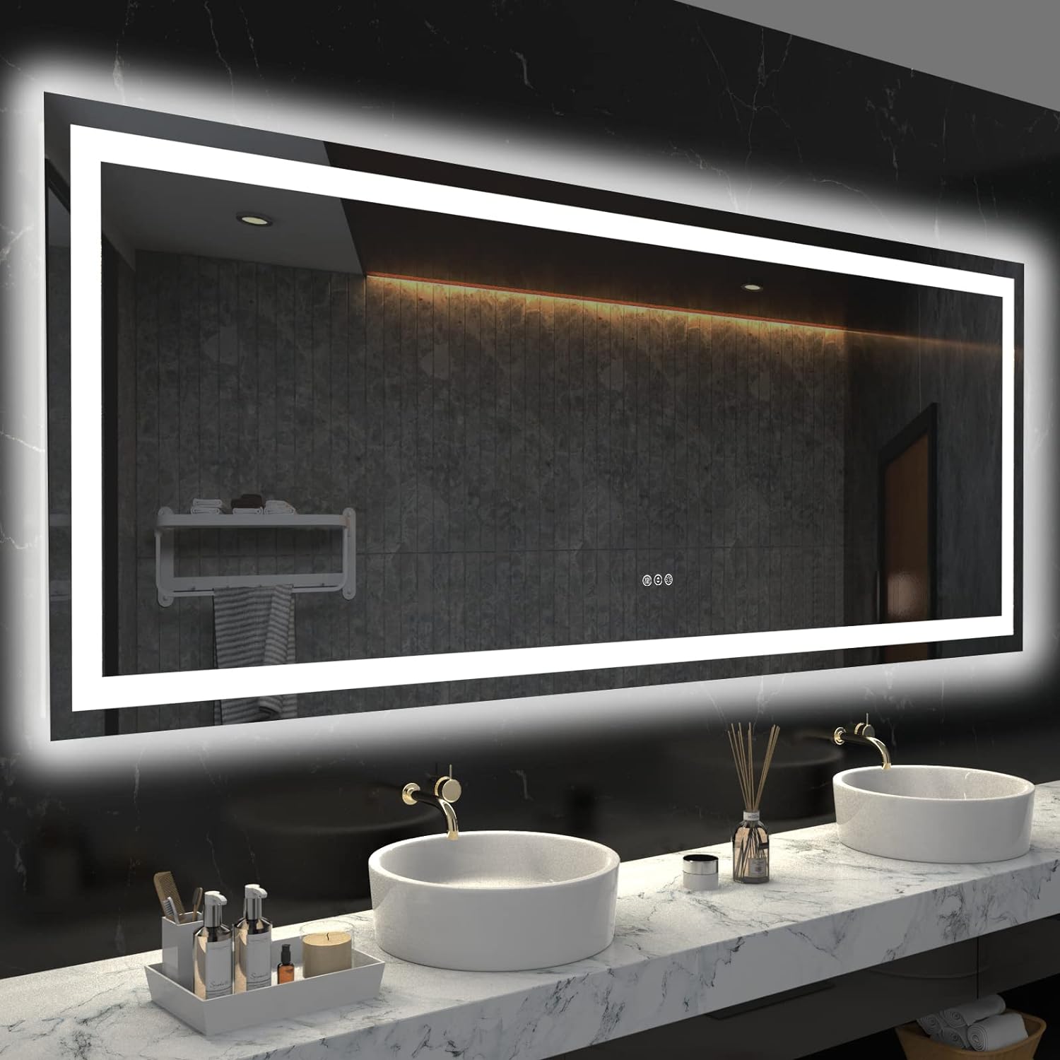 LOAAO 24X32 LED Bathroom Mirror with Lights, Anti-Fog, Dimmable, Backlit + Front Lit, Lighted Bathroom Vanity Mirror for Wall, Memory Function, Tempered Glass, Shatter-Proof, ETL Listed
