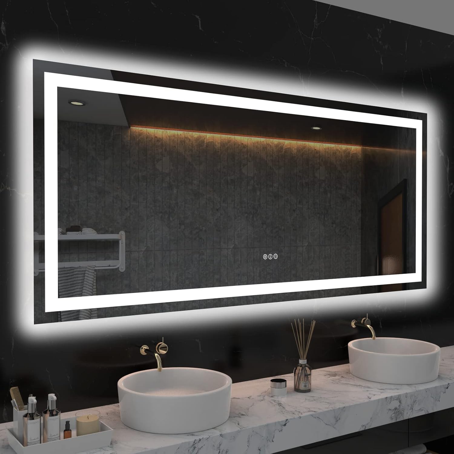 LOAAO 24X32 LED Bathroom Mirror with Lights, Anti-Fog, Dimmable, Backlit + Front Lit, Lighted Bathroom Vanity Mirror for Wall, Memory Function, Tempered Glass, Shatter-Proof, ETL Listed