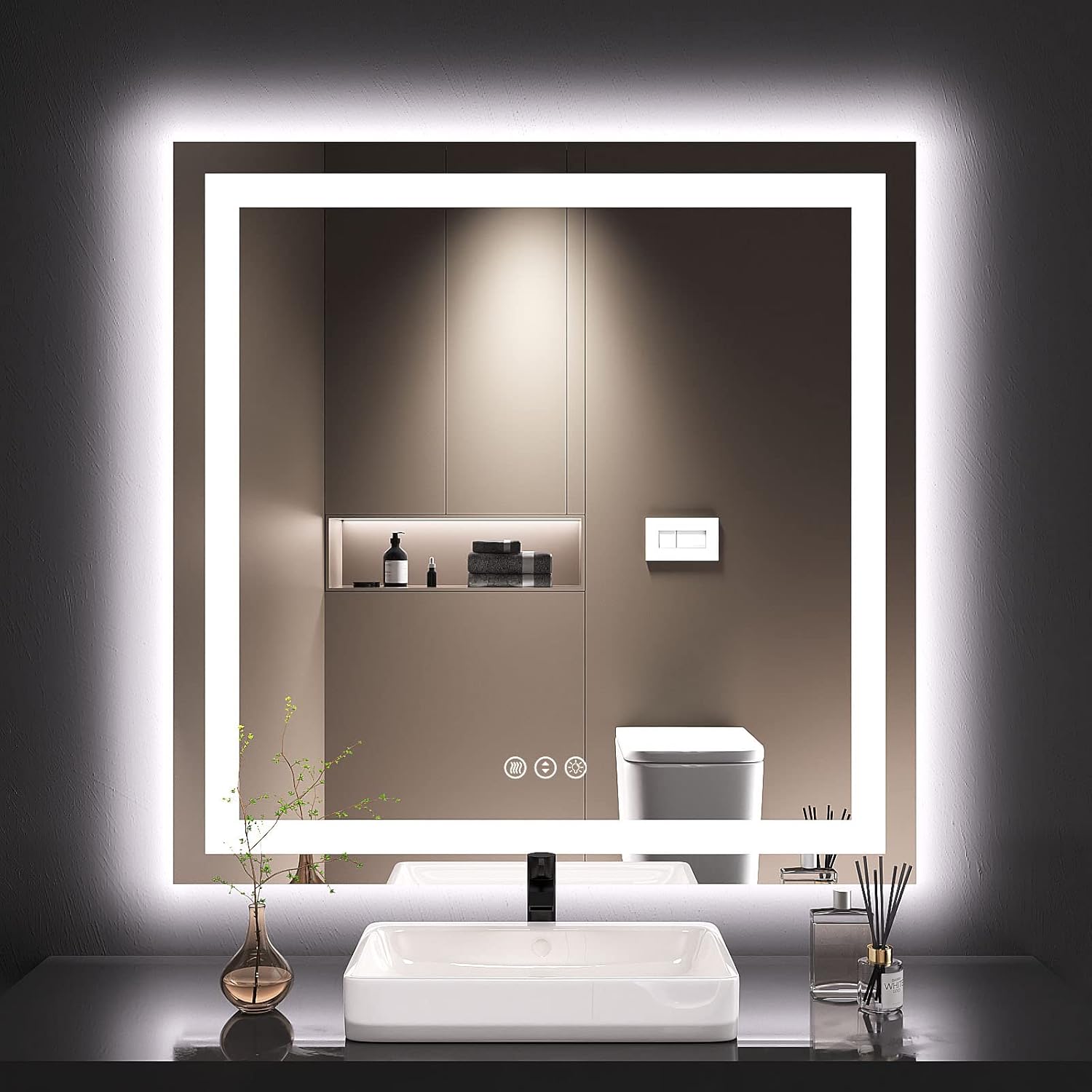 LOAAO 24X32 LED Bathroom Mirror with Lights, Anti-Fog, Dimmable, Backlit + Front Lit, Lighted Bathroom Vanity Mirror for Wall, Memory Function, Tempered Glass, Shatter-Proof, ETL Listed