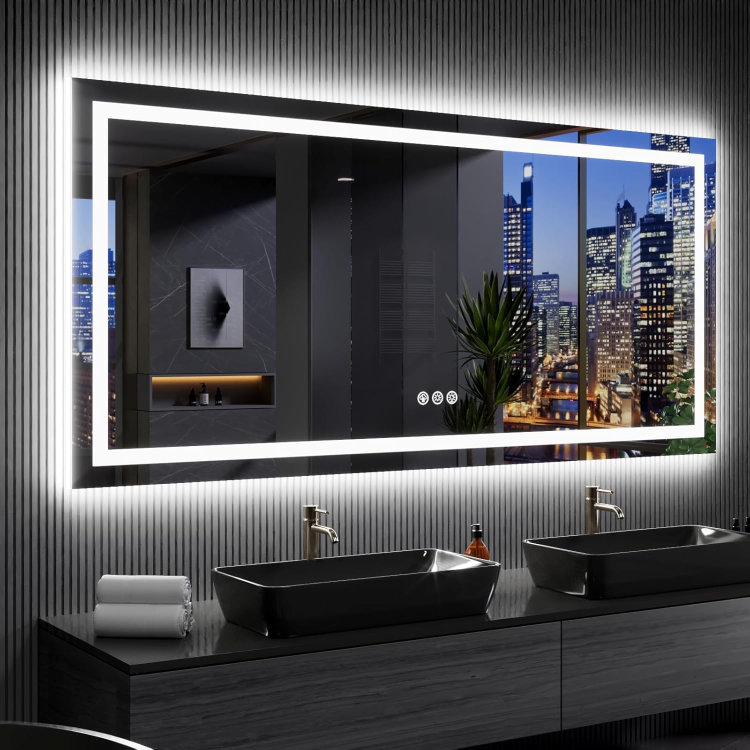 LOAAO 20X28 LED Bathroom Mirror with Lights, Anti-Fog, Dimmable, Backlit + Front Lit, Lighted Bathroom Vanity Mirror for Wall, Memory Function, Tempered Glass, Shatter-Proof, ETL Listed