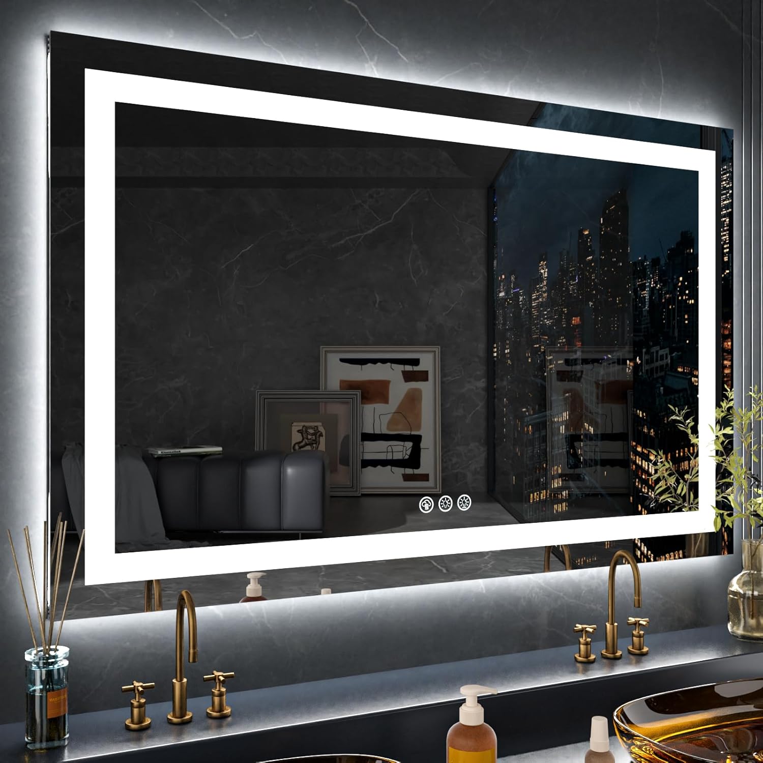 LOAAO 20X28 LED Bathroom Mirror with Lights, Anti-Fog, Dimmable, Backlit + Front Lit, Lighted Bathroom Vanity Mirror for Wall, Memory Function, Tempered Glass, Shatter-Proof, ETL Listed