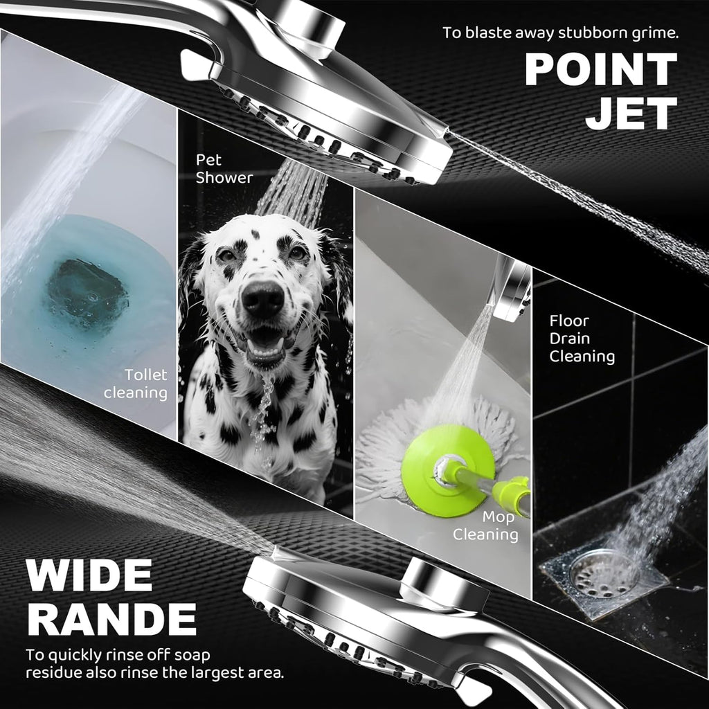 Rain Shower Head with filtered Handheld High Pressure rainfall Shower Heads with Handheld Spray Combo Adjustable one-piece stand daul shower head Built-in Magnetic Docking and Power Jets