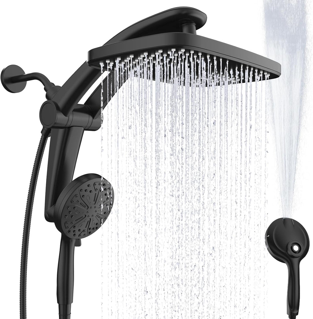 Rain Shower Head with filtered Handheld High Pressure rainfall Shower Heads with Handheld Spray Combo Adjustable one-piece stand daul shower head Built-in Magnetic Docking and Power Jets