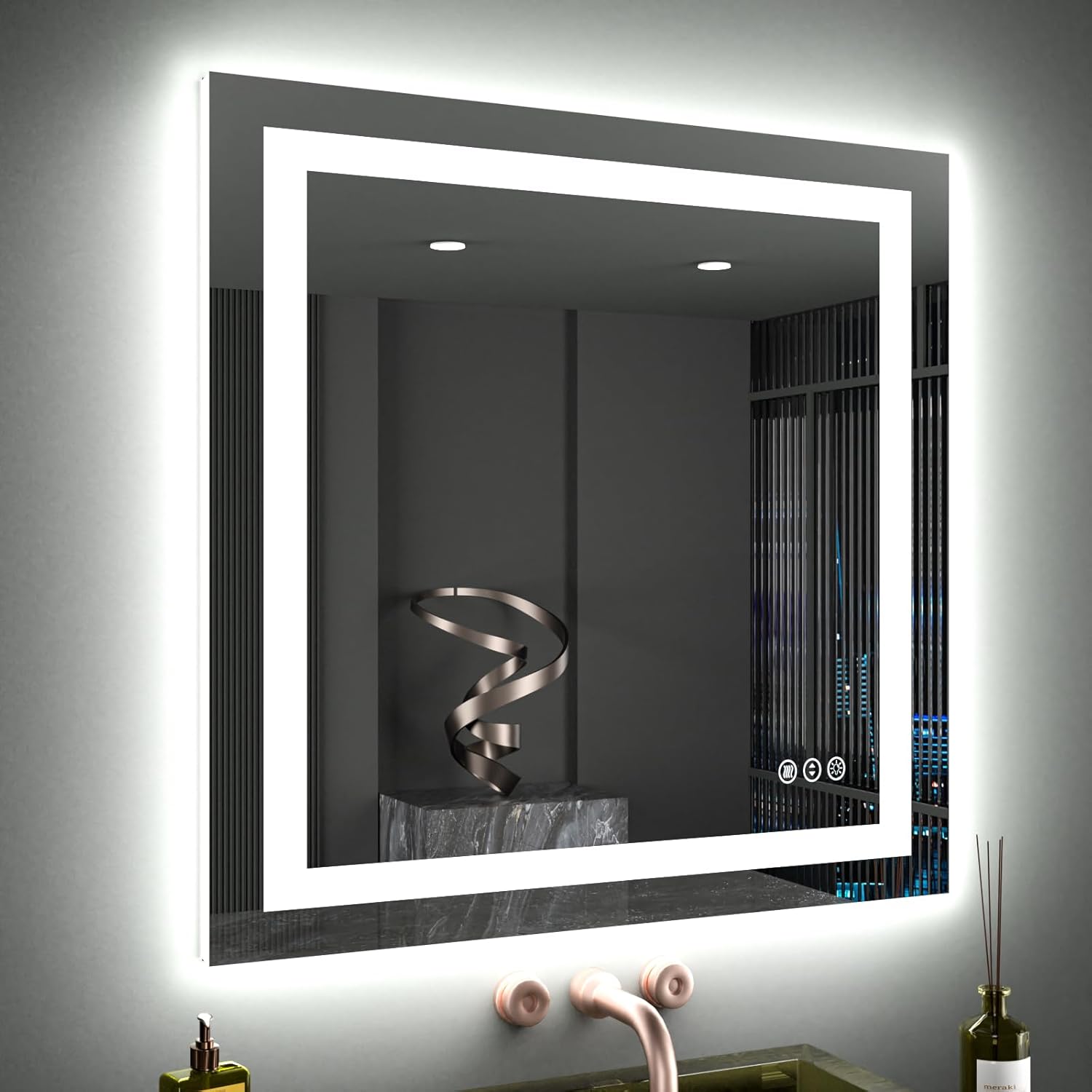 LOAAO 20X28 LED Bathroom Mirror with Lights, Anti-Fog, Dimmable, Backlit + Front Lit, Lighted Bathroom Vanity Mirror for Wall, Memory Function, Tempered Glass, Shatter-Proof, ETL Listed