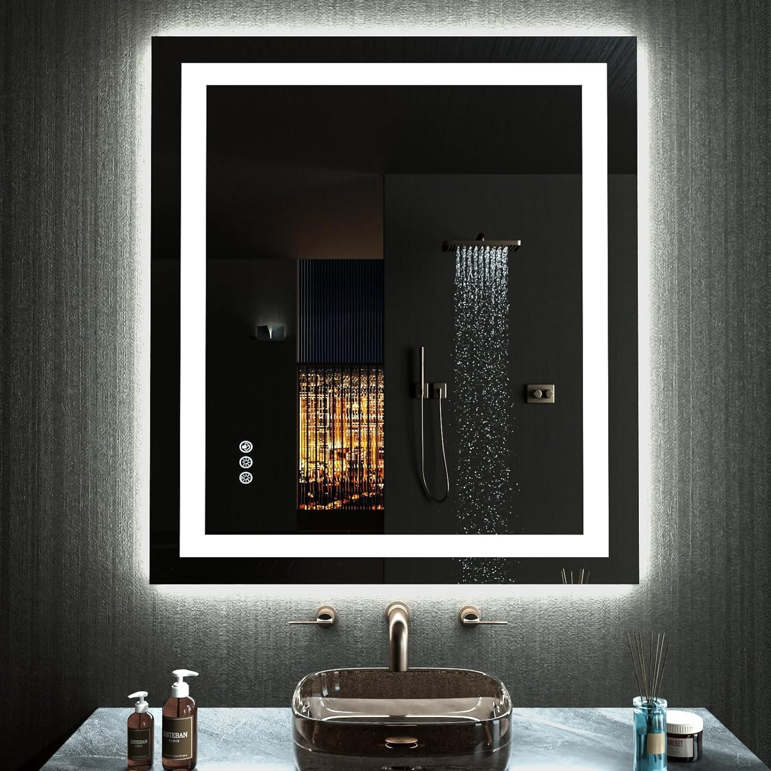 LOAAO 20X28 LED Bathroom Mirror with Lights, Anti-Fog, Dimmable, Backlit + Front Lit, Lighted Bathroom Vanity Mirror for Wall, Memory Function, Tempered Glass, Shatter-Proof, ETL Listed