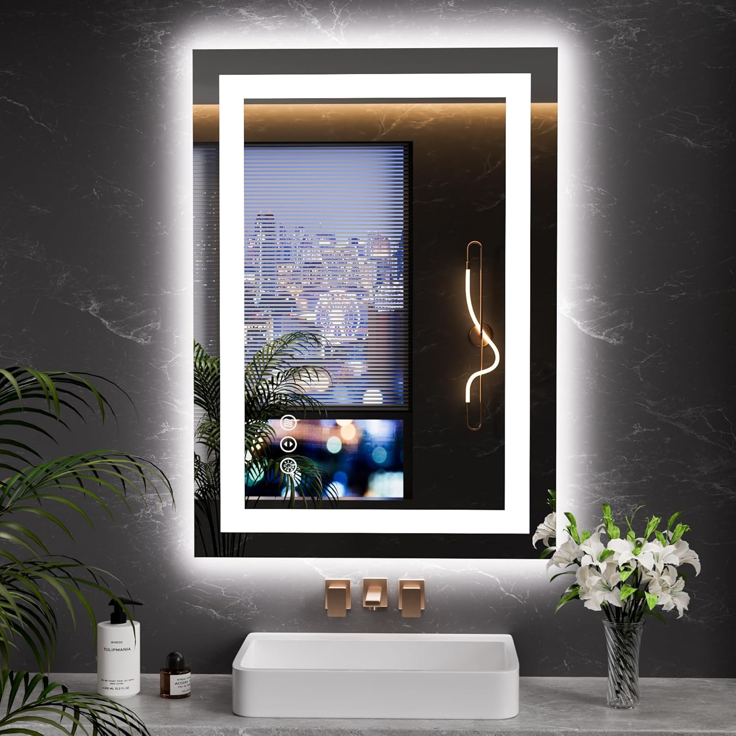 LOAAO 20X28 LED Bathroom Mirror with Lights, Anti-Fog, Dimmable, Backlit + Front Lit, Lighted Bathroom Vanity Mirror for Wall, Memory Function, Tempered Glass, Shatter-Proof, ETL Listed