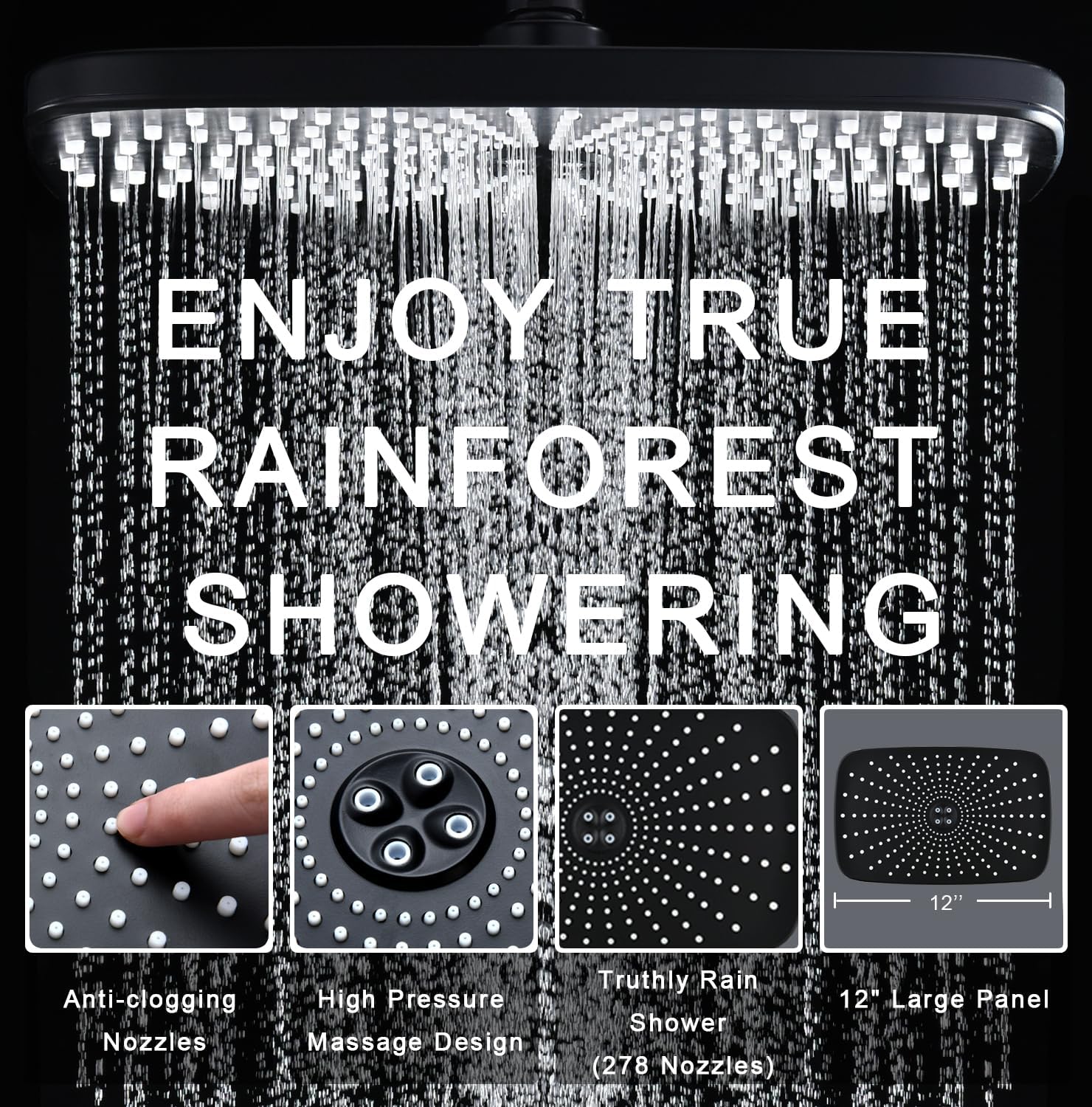 High Pressure Rain Shower Head: Upgrade Shower Heads with Handheld Spray Combo with Fixed Showerhead and 10 Sprays Handheld Shower Head, Detachable Showerheads Built-in Magnetic Docking and Power Jets