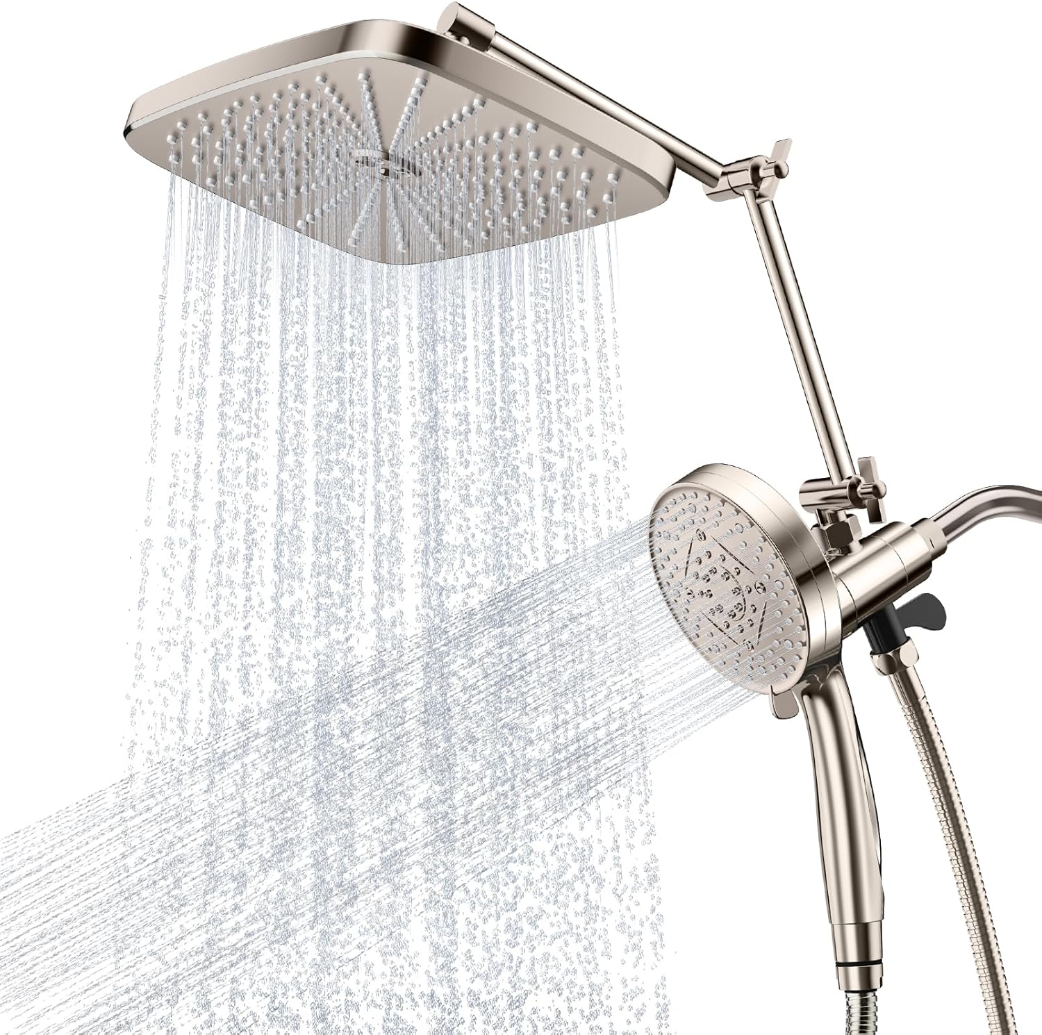 12" Rain Shower Head with Magnetic 4.7" 9-Mode Handheld Spray Combo, High Pressure Dual Shower Heads with Adjustable Extension Arm, with 59'' Extra Long Shower Hose (Chrome)
