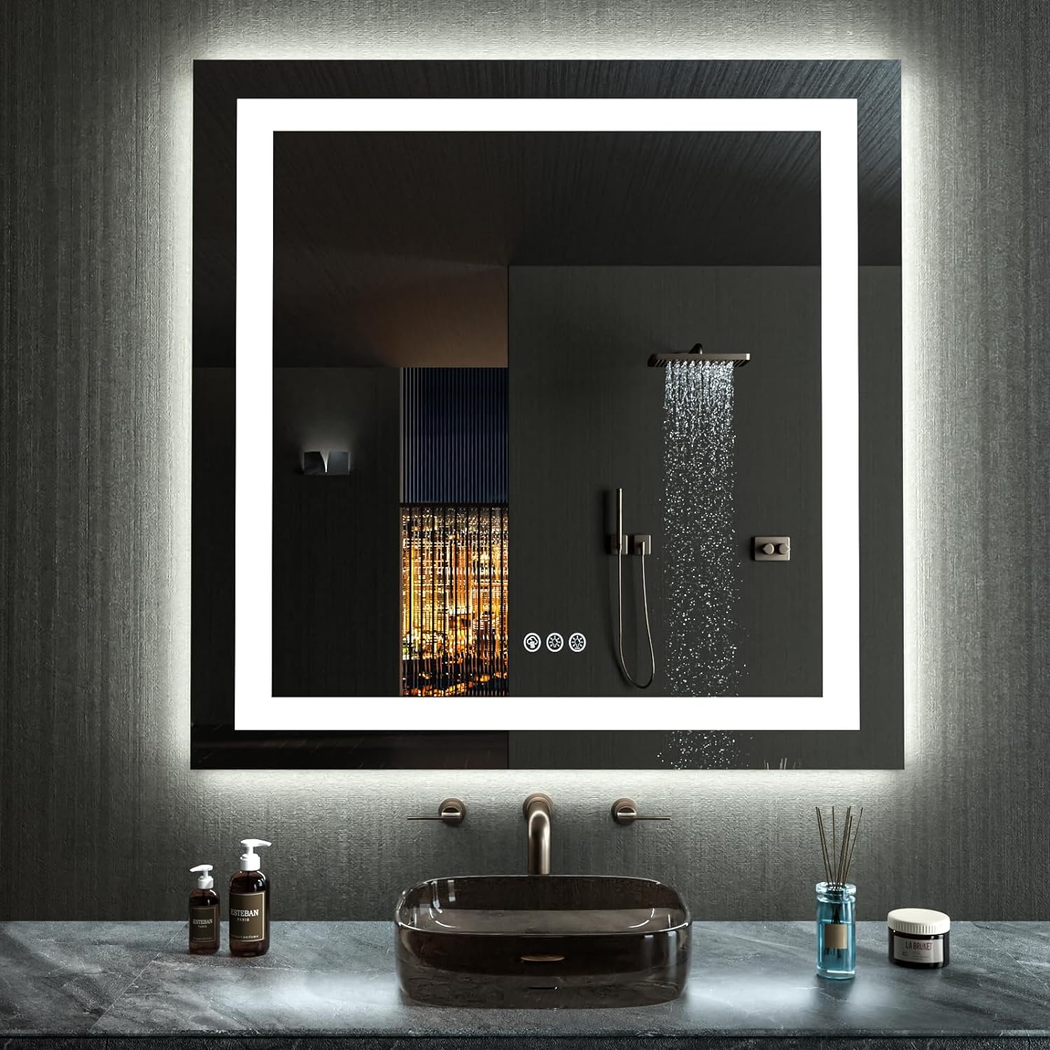 LOAAO 24X32 LED Bathroom Mirror with Lights, Anti-Fog, Dimmable, Backlit + Front Lit, Lighted Bathroom Vanity Mirror for Wall, Memory Function, Tempered Glass, Shatter-Proof, ETL Listed