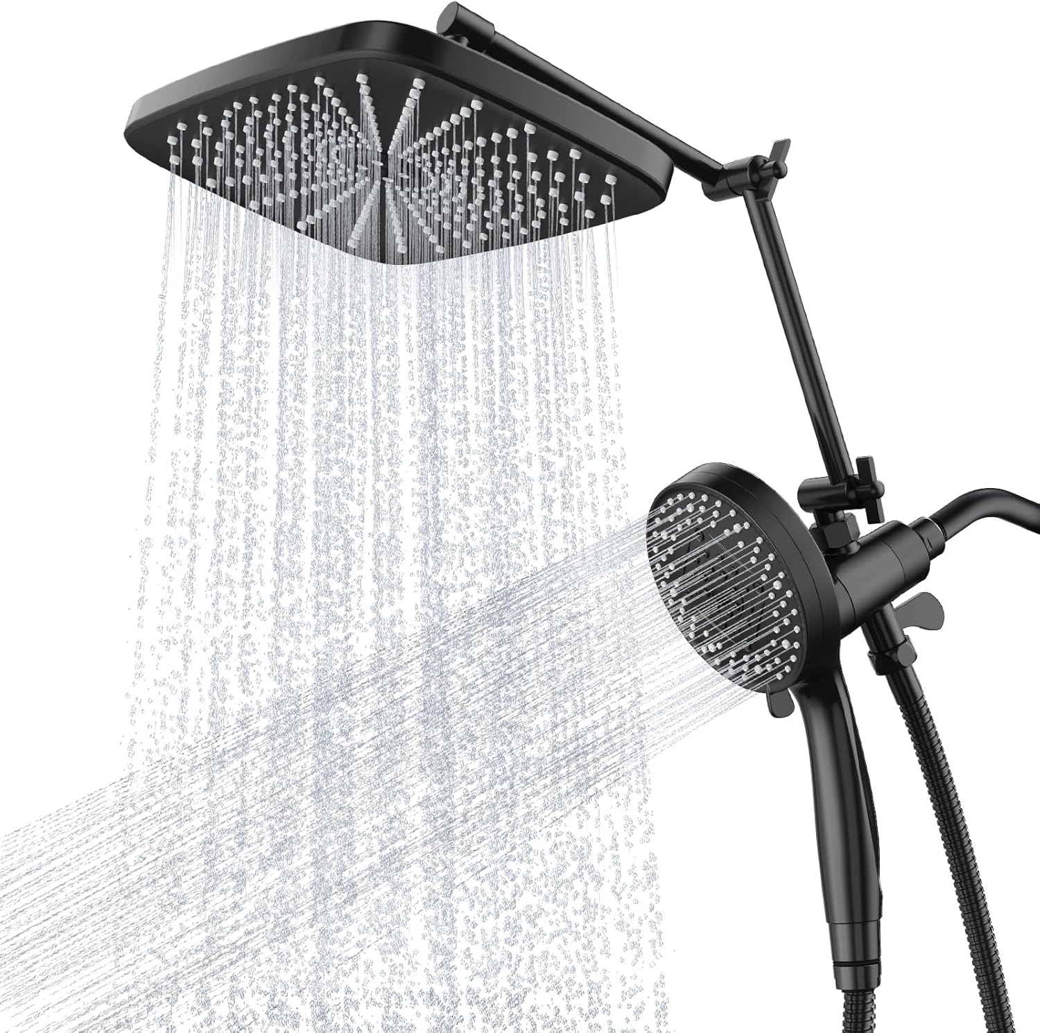 12" Rain Shower Head with Magnetic 4.7" 9-Mode Handheld Spray Combo, High Pressure Dual Shower Heads with Adjustable Extension Arm, with 59'' Extra Long Shower Hose (Chrome)